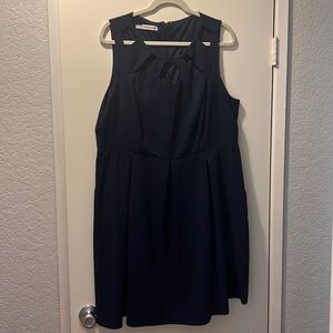 Navy Skater Dress with cutouts and pockets!